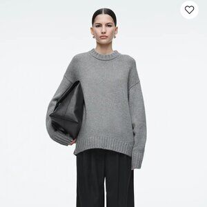 COS CHUNKY PURE CASHMERE CREW-NECK JUMPER - grey- size S - new - sold out